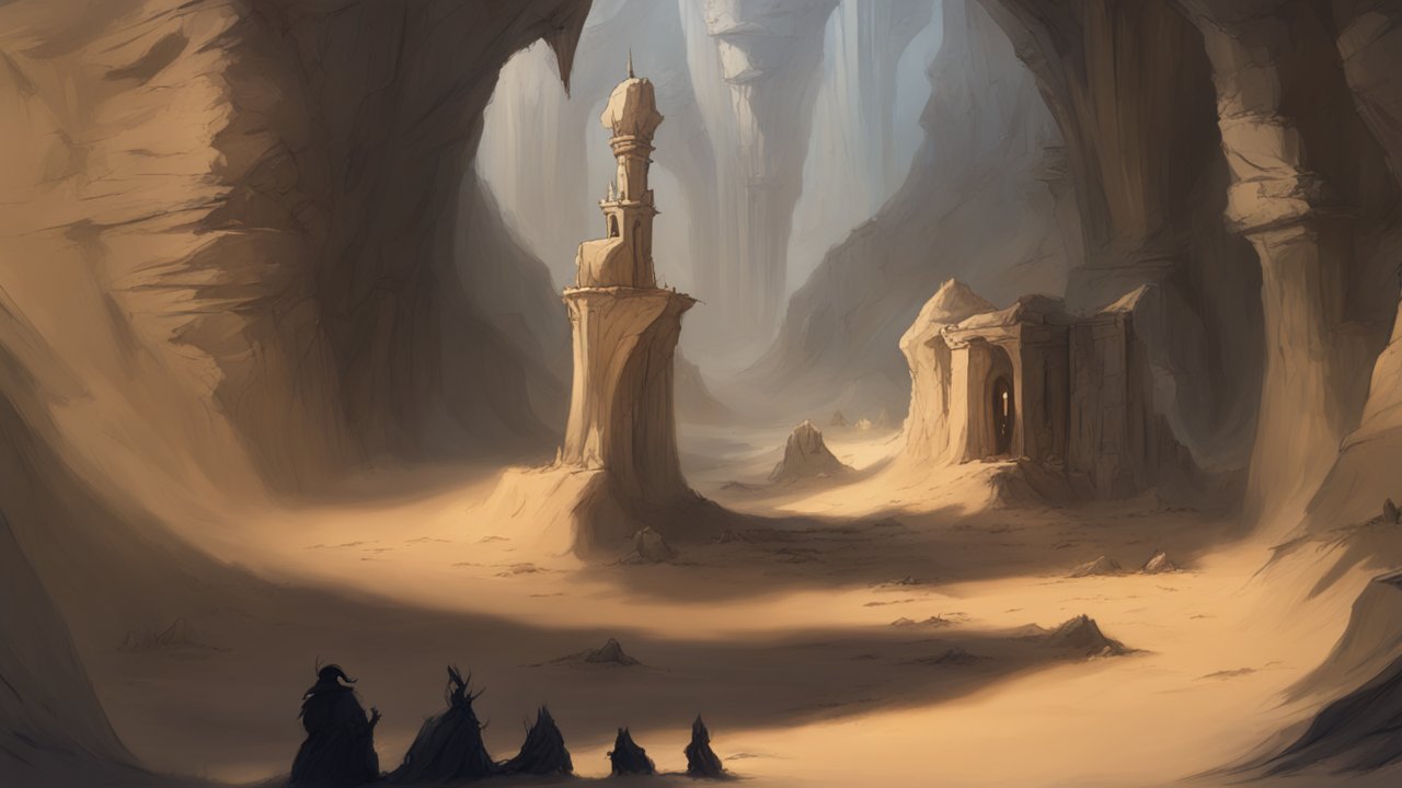 Ancient Desert Ruins in a Vast Canyon