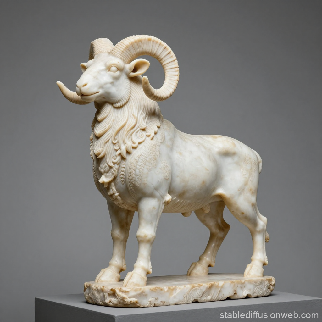 Ancient Greek Marble Ram Statue