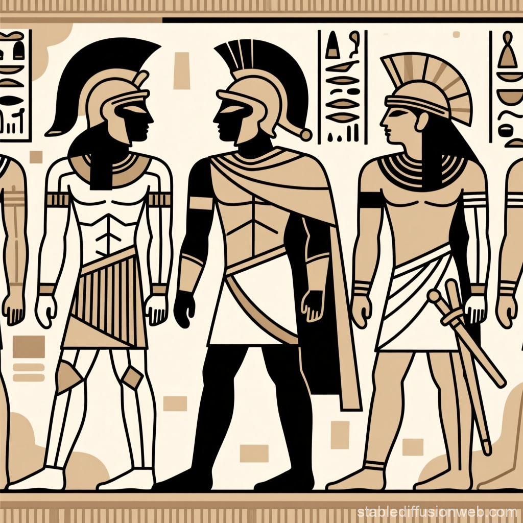 Ancient Greek Warrior Mural in Classic Style