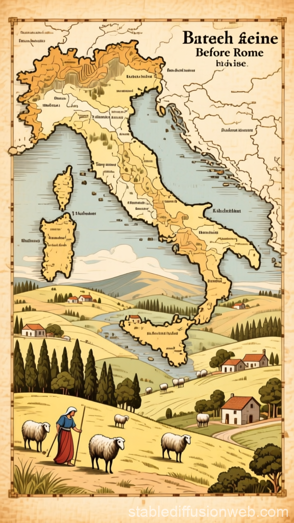 Ancient Italy Before Rome Illustrated Map