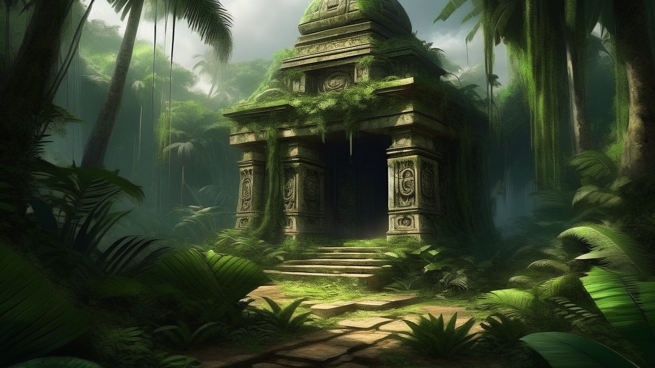 Ancient Lost Temple in Dense Jungle