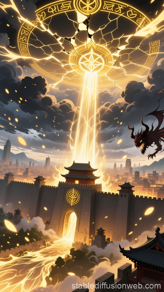 Ancient Magical Defense Awakens Over City Walls