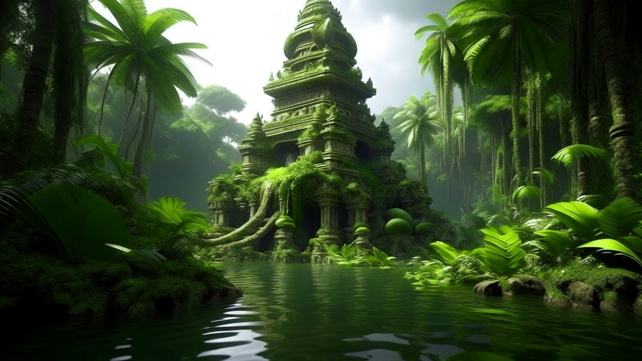 Ancient Overgrown Temple in Lush Jungle