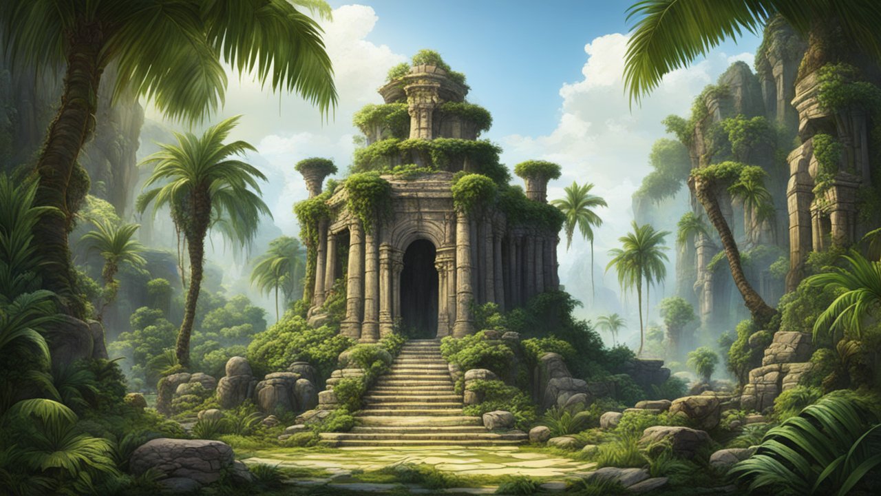 Ancient Overgrown Temple in Lush Jungle