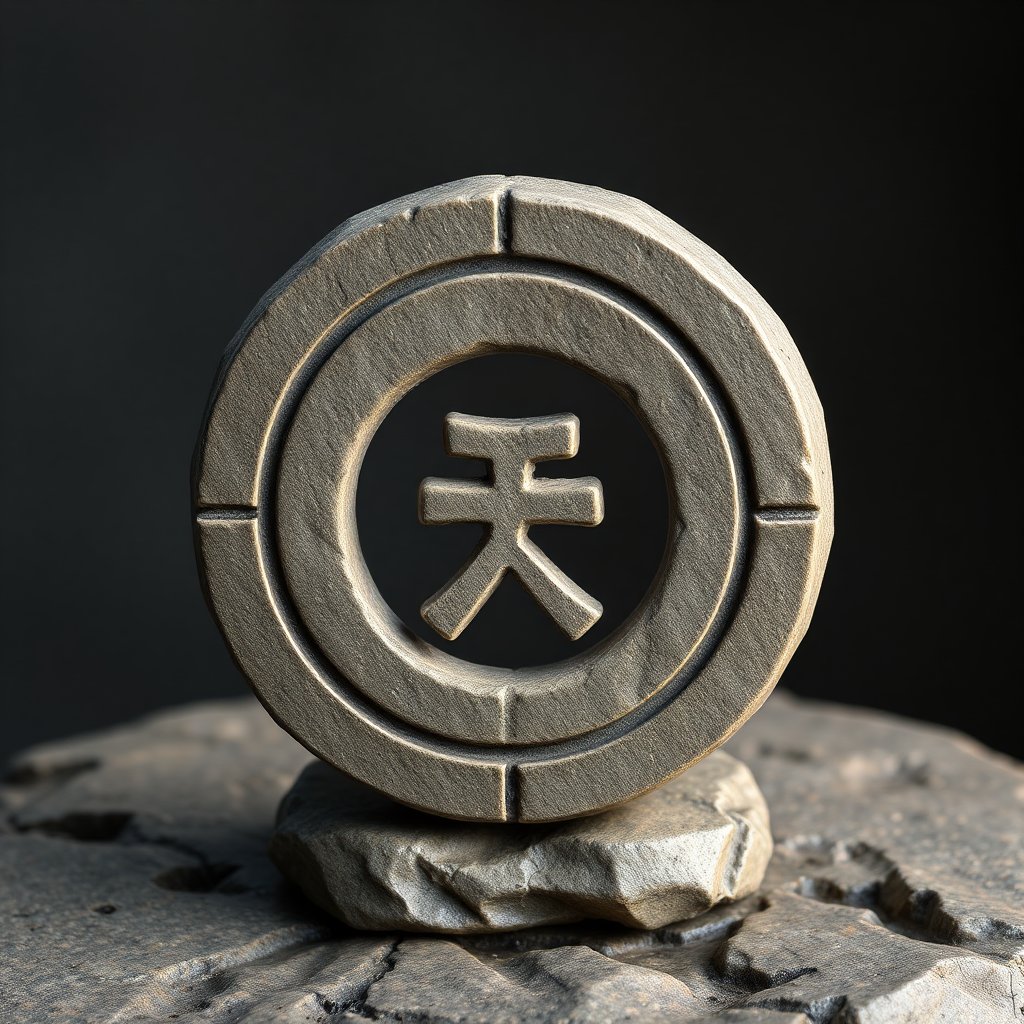 Ancient Stone Symbol with Asian Character