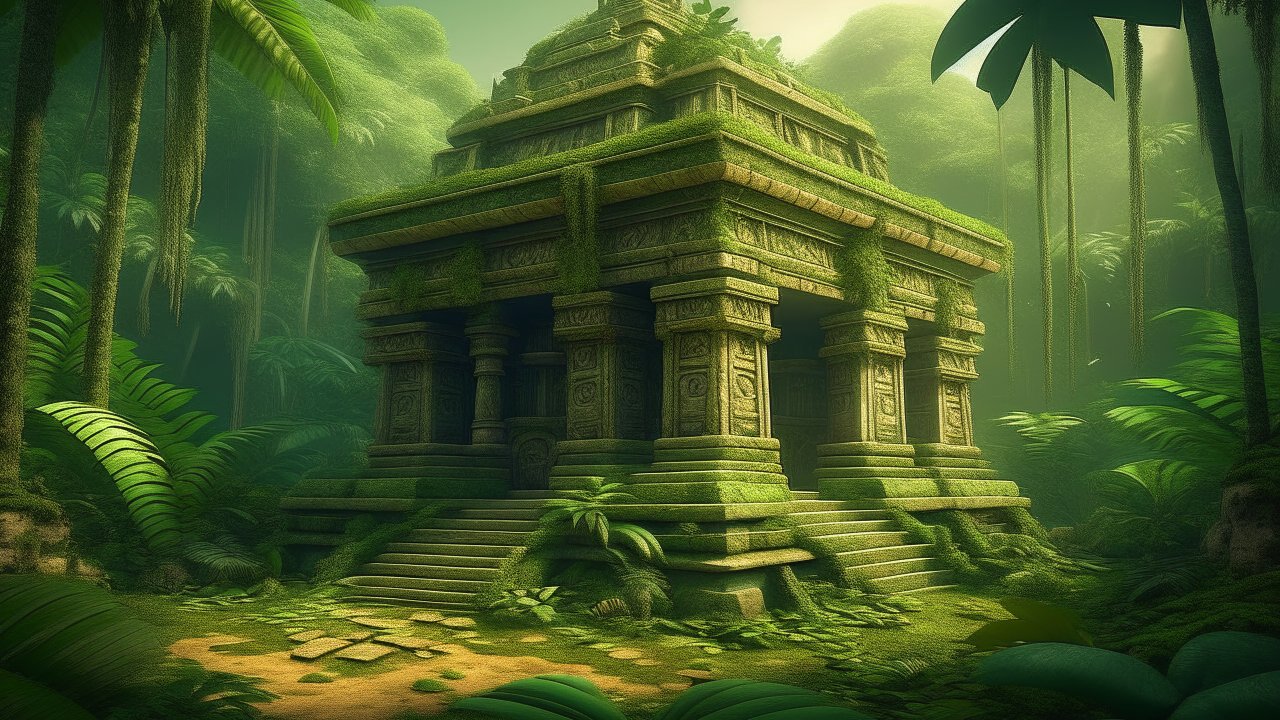 Ancient Tiki Temple in Lush Jungle