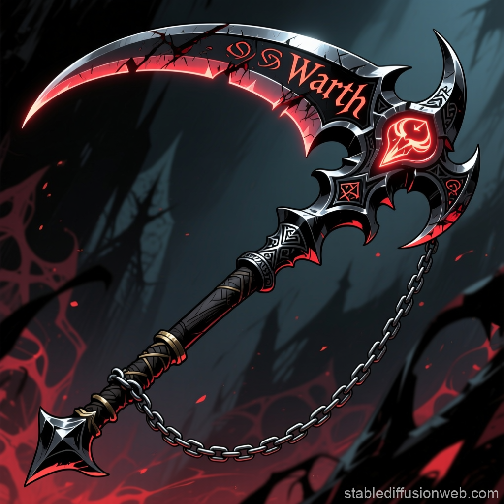 Ancient Wraith Scythe with Glowing Red Runes