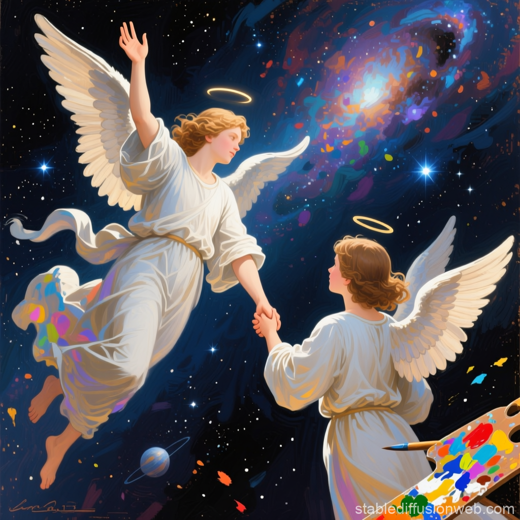 Angels Ascending Through a Cosmic Universe