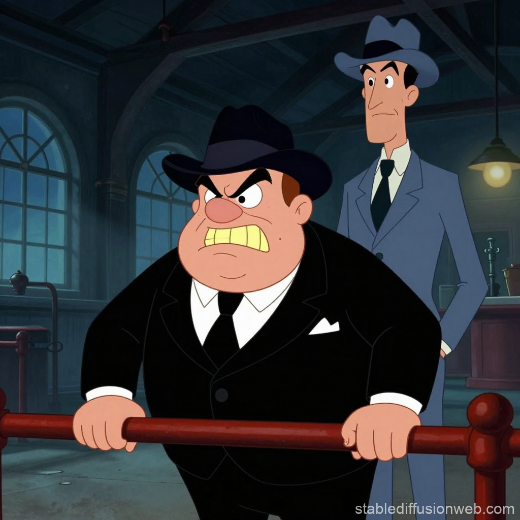 Angry Fat Mafia Boss in Classic Cartoon Style