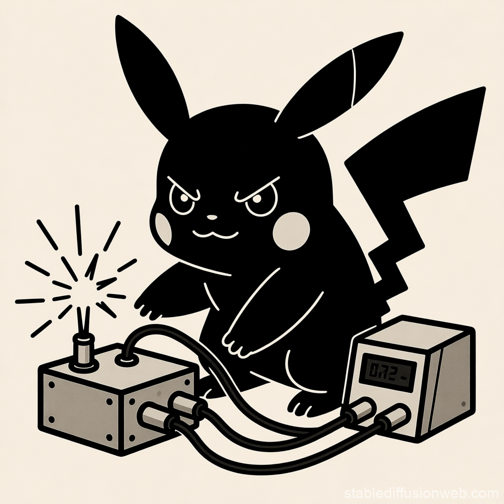 Angry Pikachu Controlling Electric Circuit