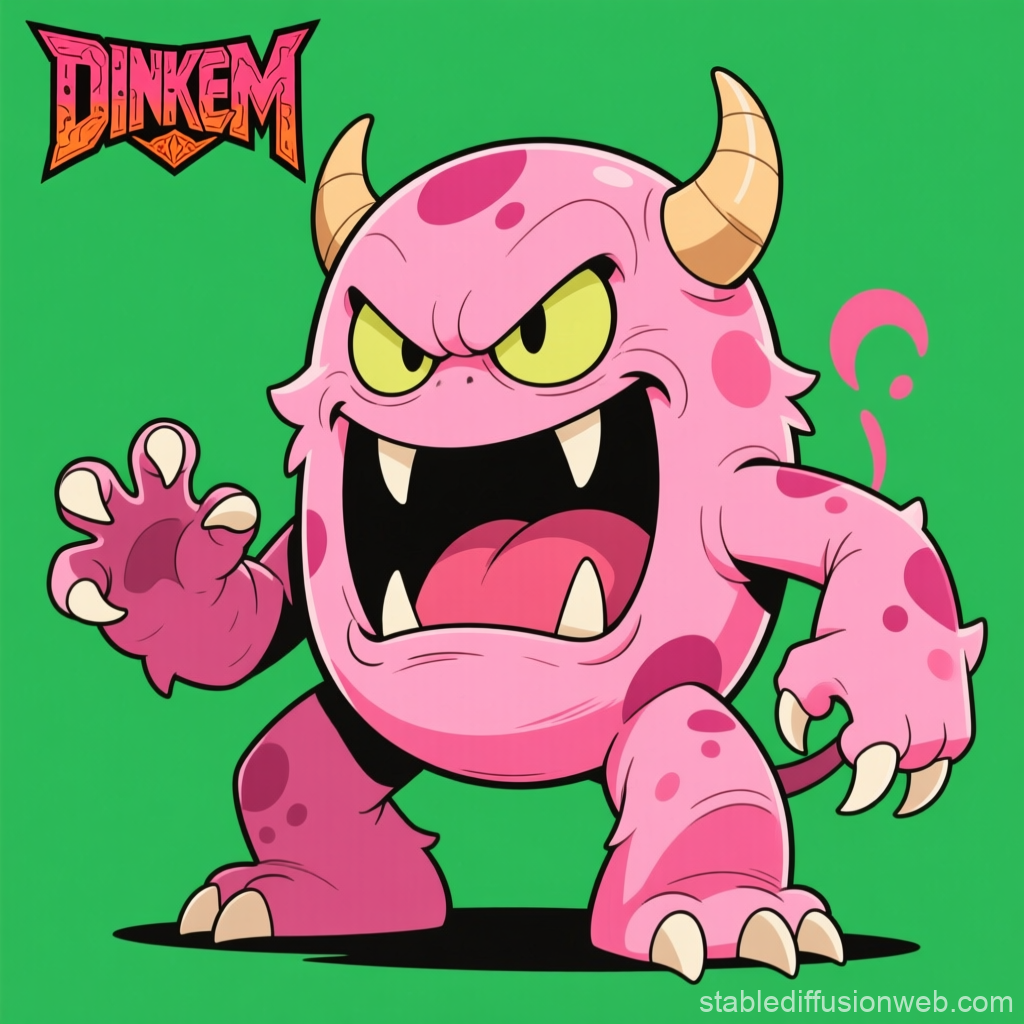 Angry Pink Monster Cartoon Character