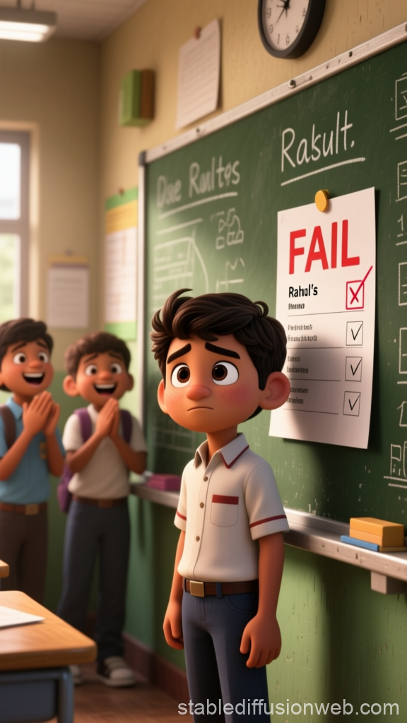 Animated Classroom Scene Showing Student's Test Failure