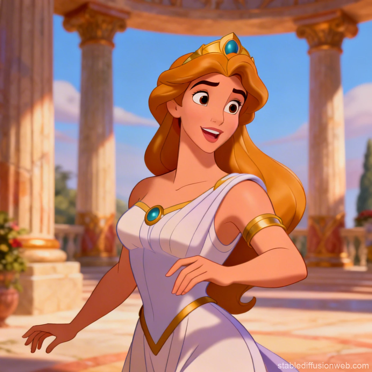 Animated Goddess in Classical Greek Setting