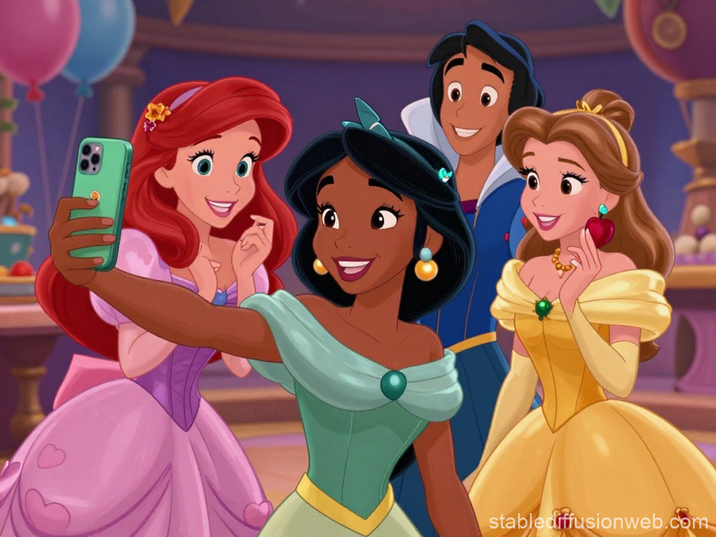 Animated Group Selfie at a Royal Party