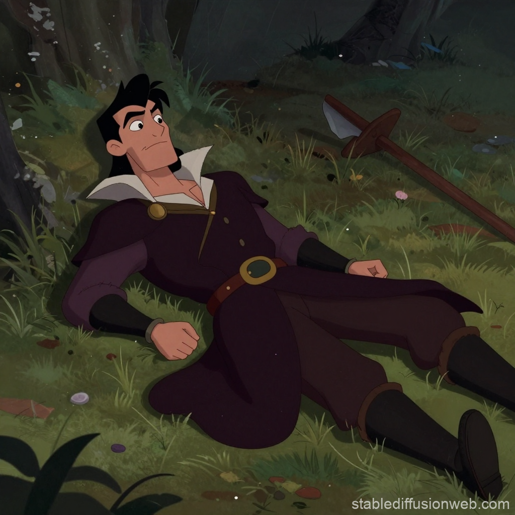 Animated Hero Resting in Forest Clearing