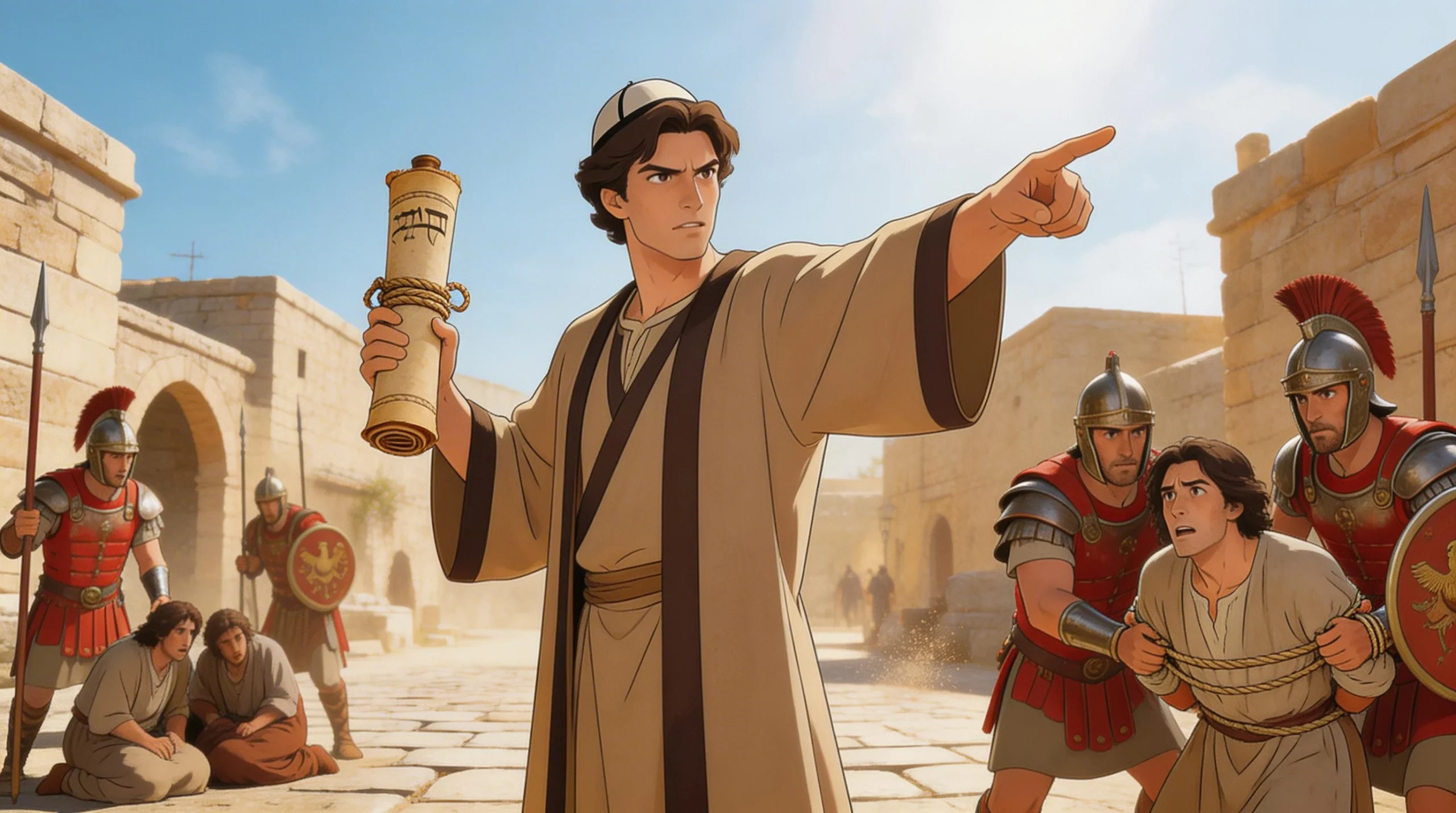 Animated Scene of a Jewish Man in Ancient Jerusalem