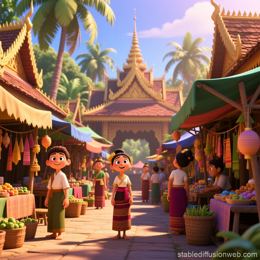 Animated Traditional Southeast Asian Market Scene