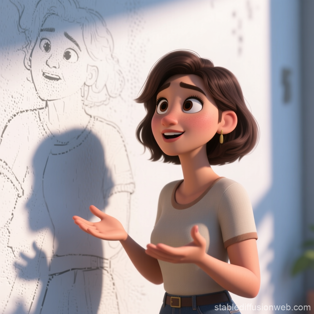 Animated Woman Speaking with Expressive Gesture