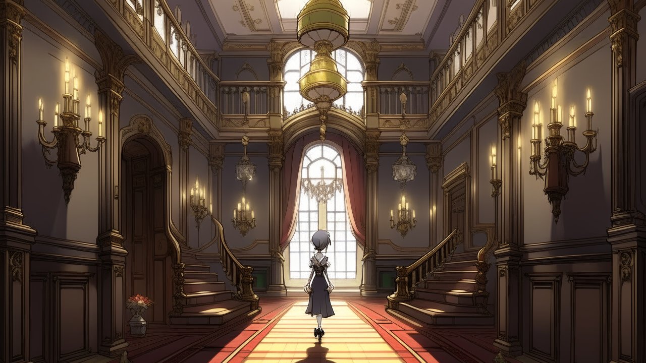 Anime Character in Grand Mansion Hall