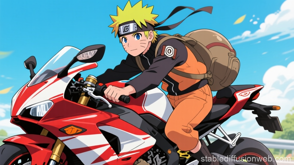 Anime Character Riding a Sport Motorcycle