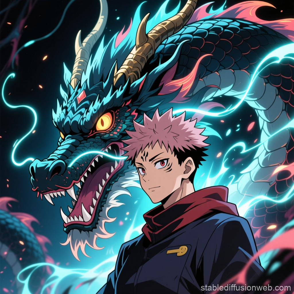 Anime Character with Majestic Dragon Spirit