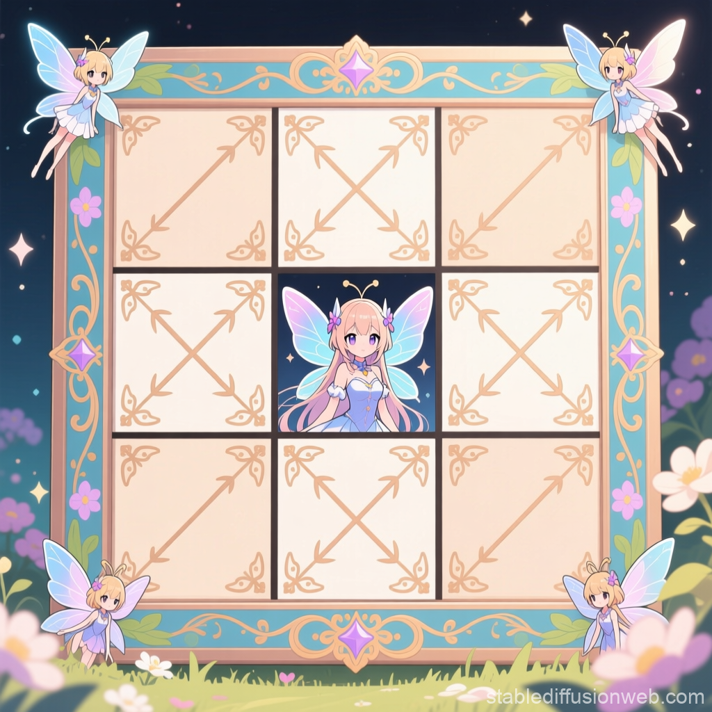 Anime Fairy Tic-Tac-Toe Game Board