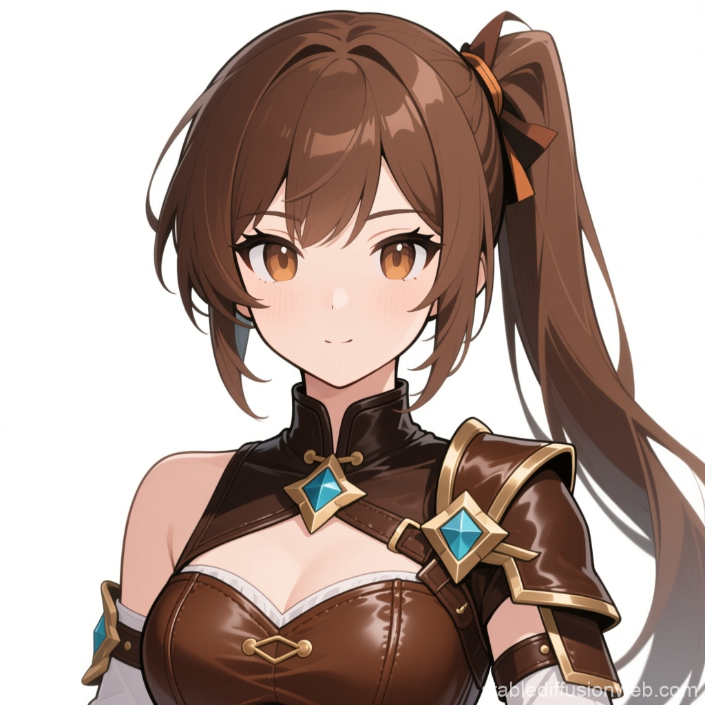 Anime Female Ranger Character with Brown Hair and Armor
