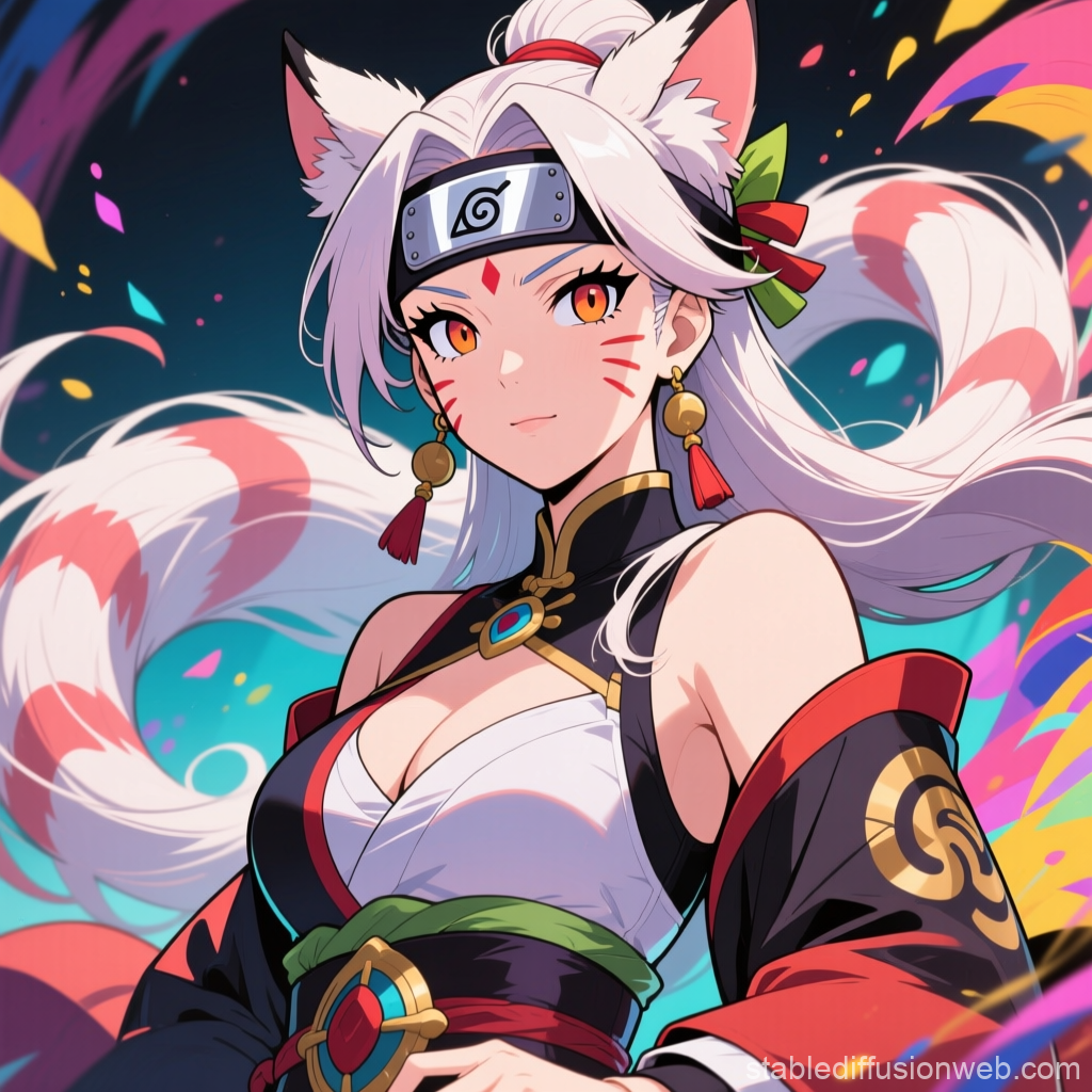 Anime Female Warrior with Fox Ears and Tail