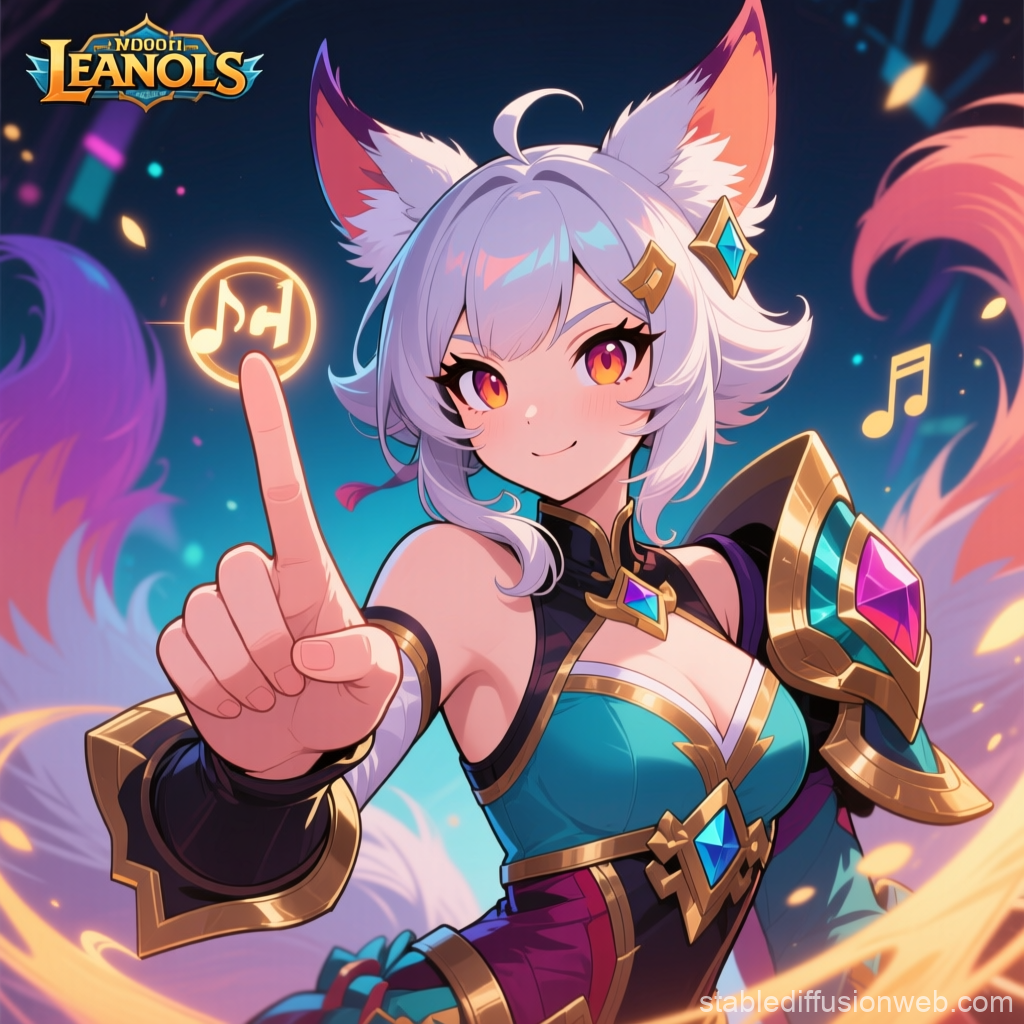 Anime Fox Girl Casting Magical Music Spell