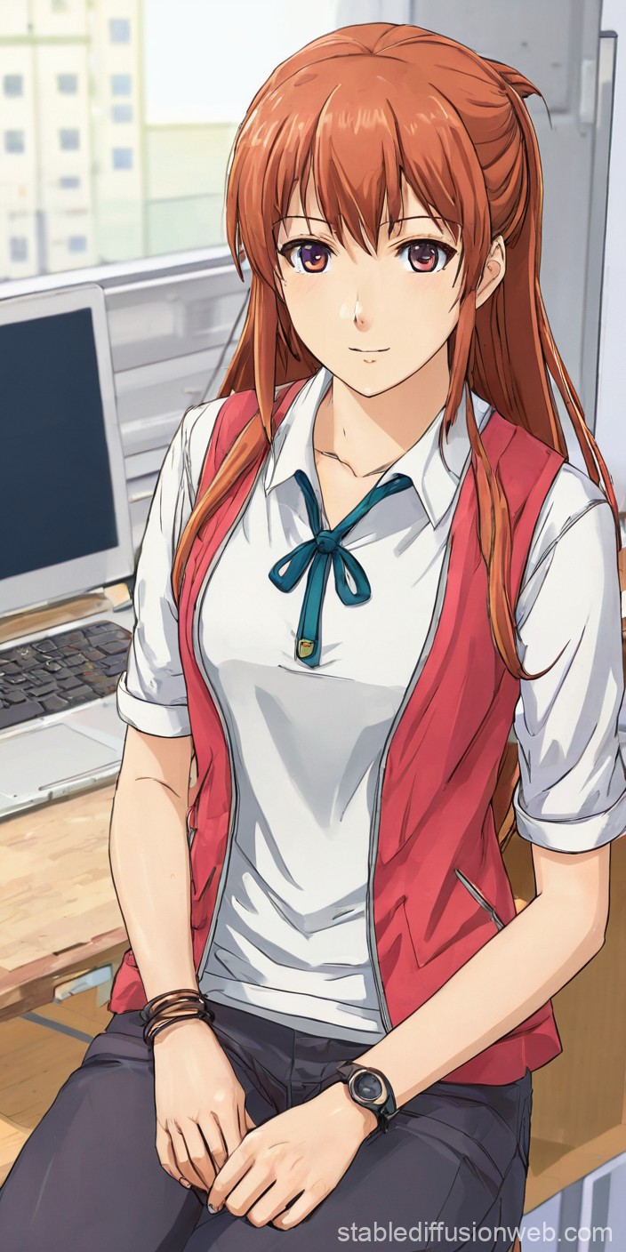 Anime Girl in Casual Office Setting