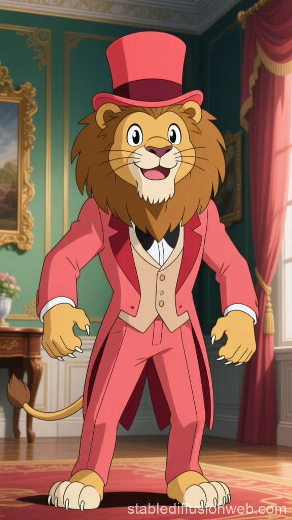 Anime Lion in Aristocratic Attire