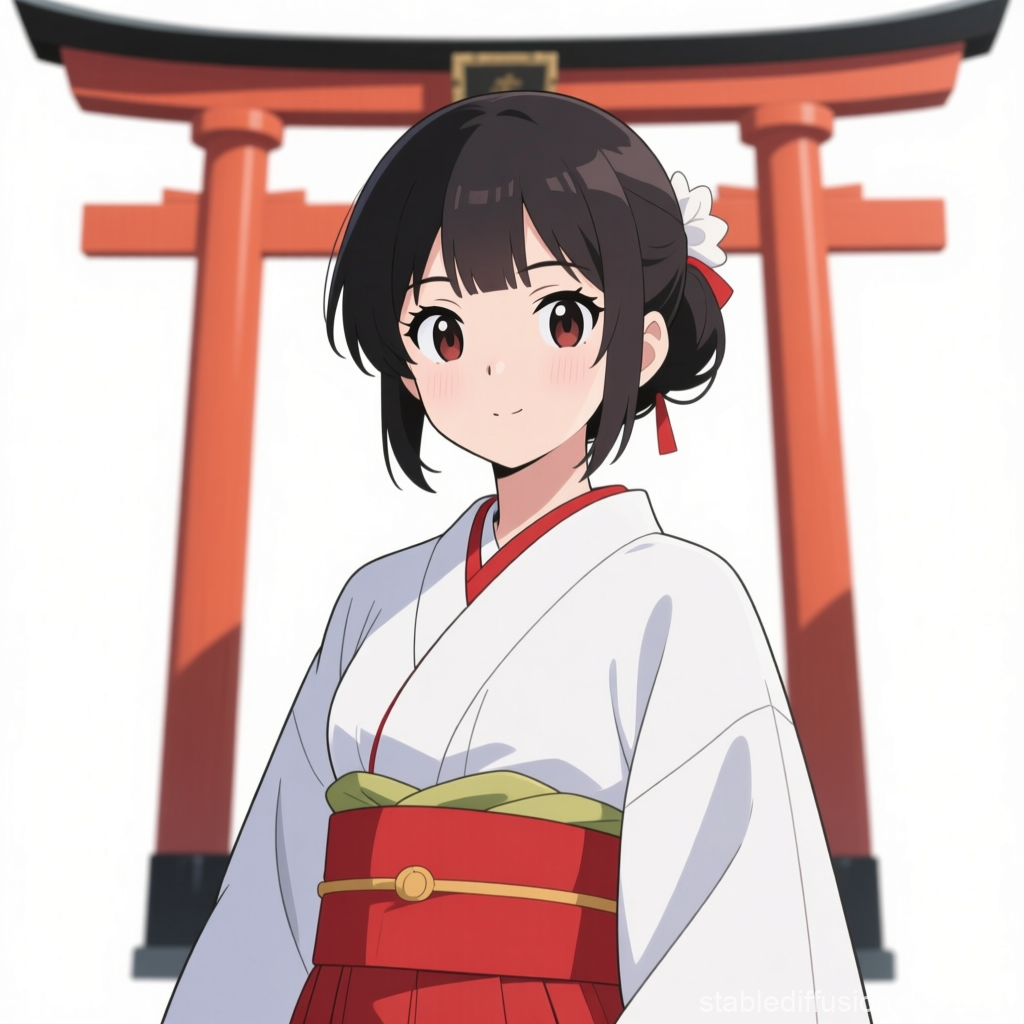Anime Miko Girl in Traditional Shrine Attire