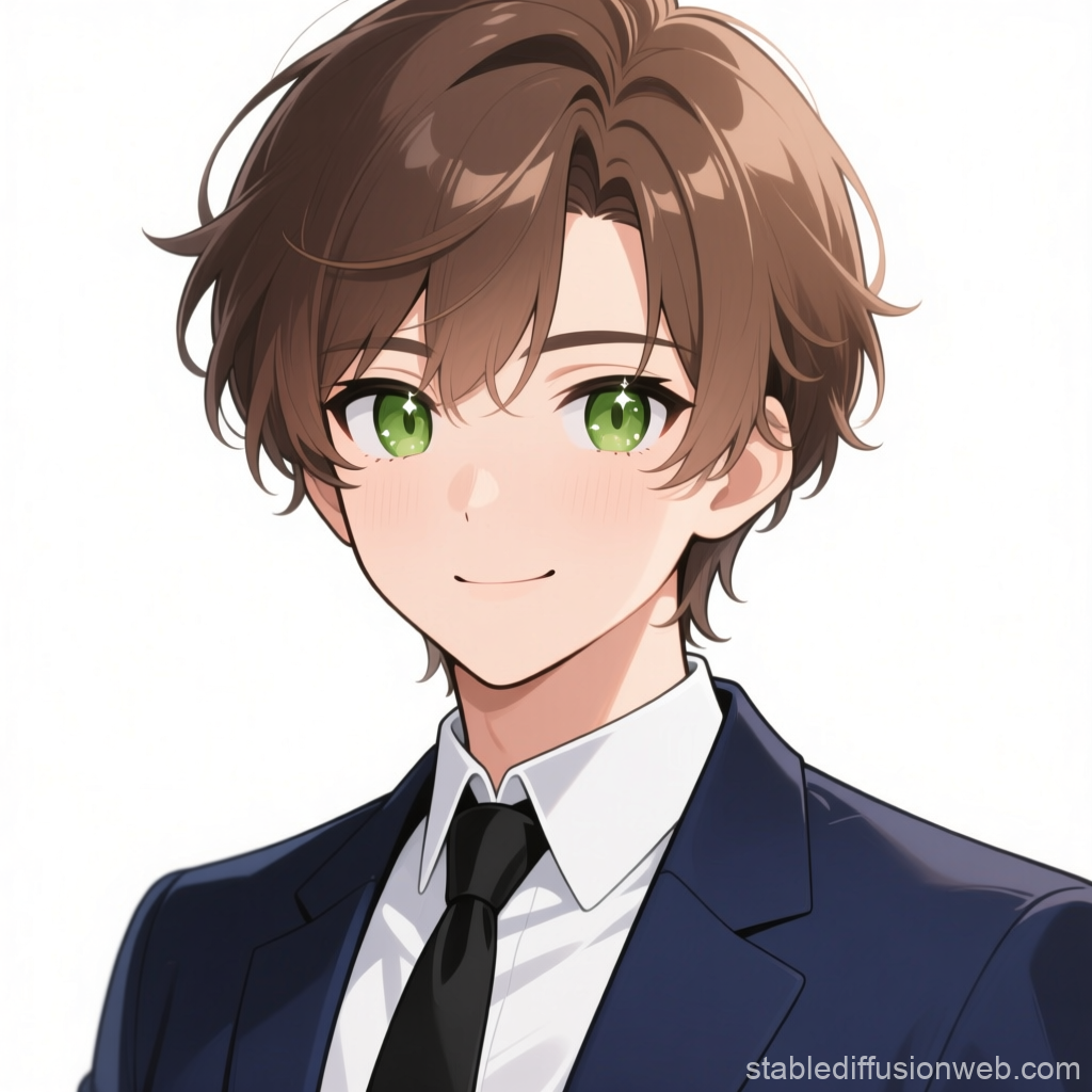Anime Portrait of a Young Man in a Suit