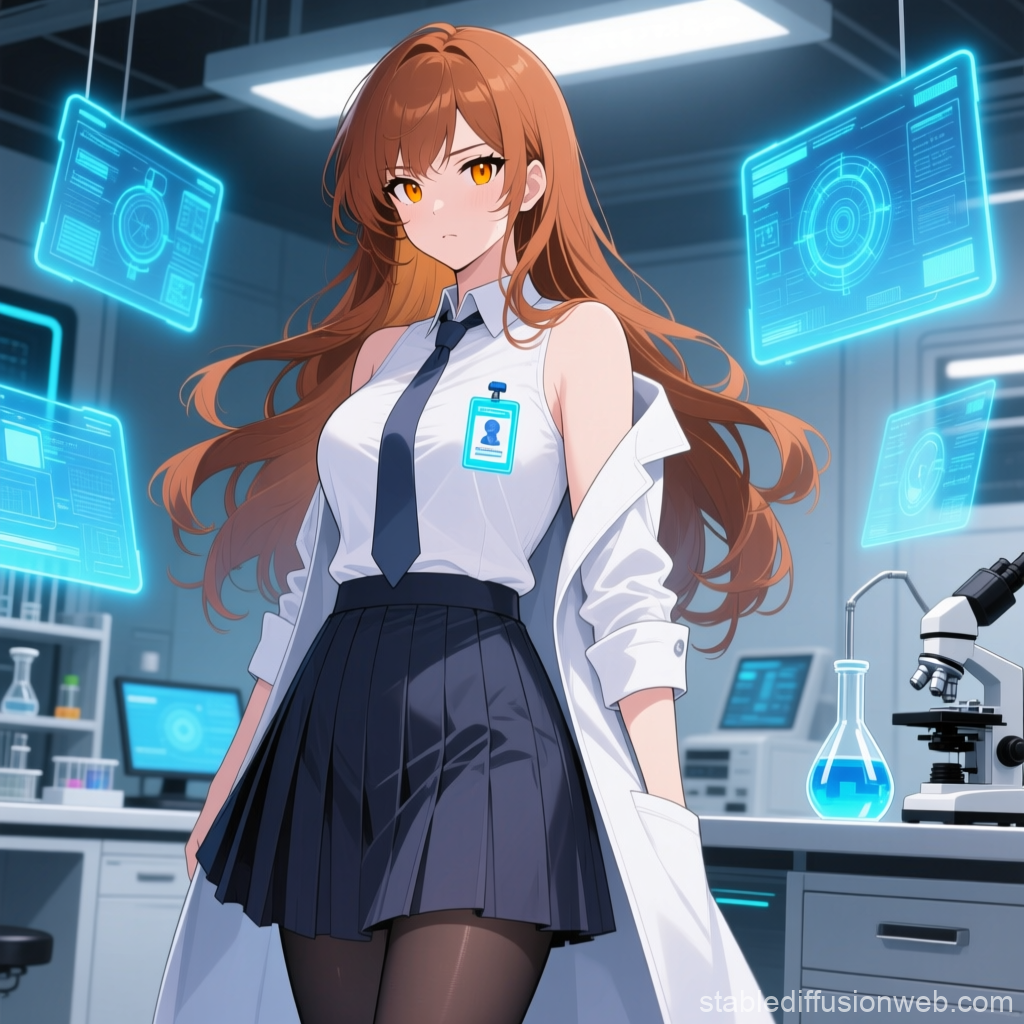 Anime Scientist in Futuristic Laboratory