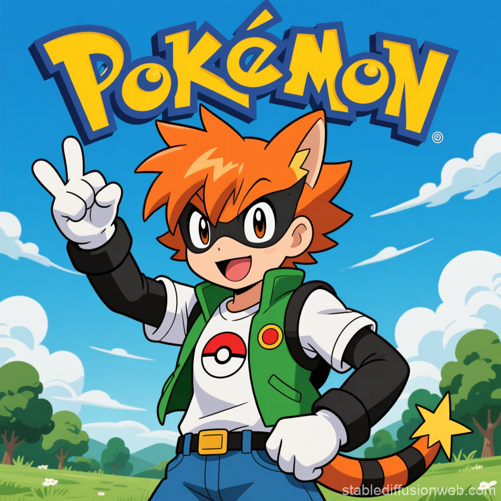 Anime Style Pokémon Trainer with Cat Features