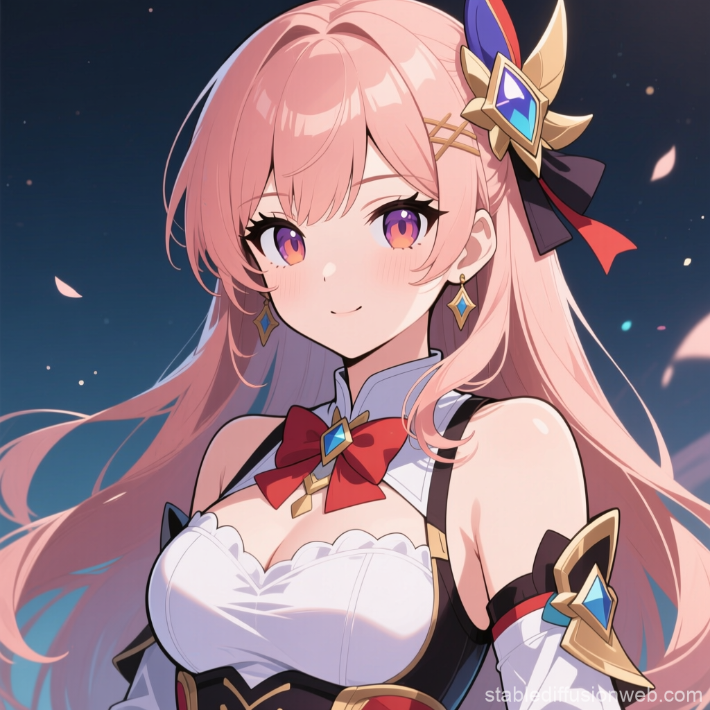 Anime Style Portrait of a Pink-Haired Female Character