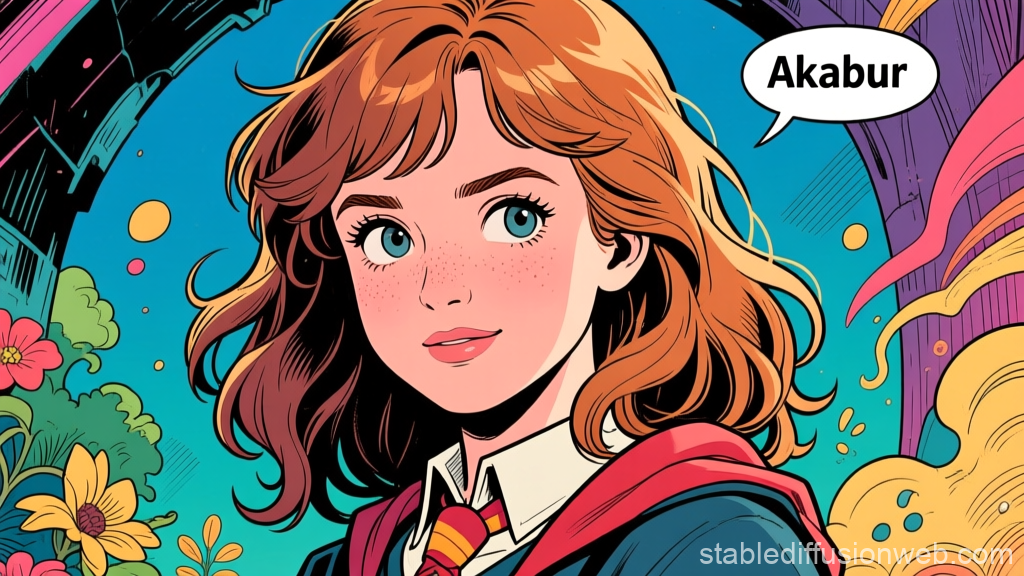 Anime Style Portrait of a Red-Haired Girl with Speech Bubble