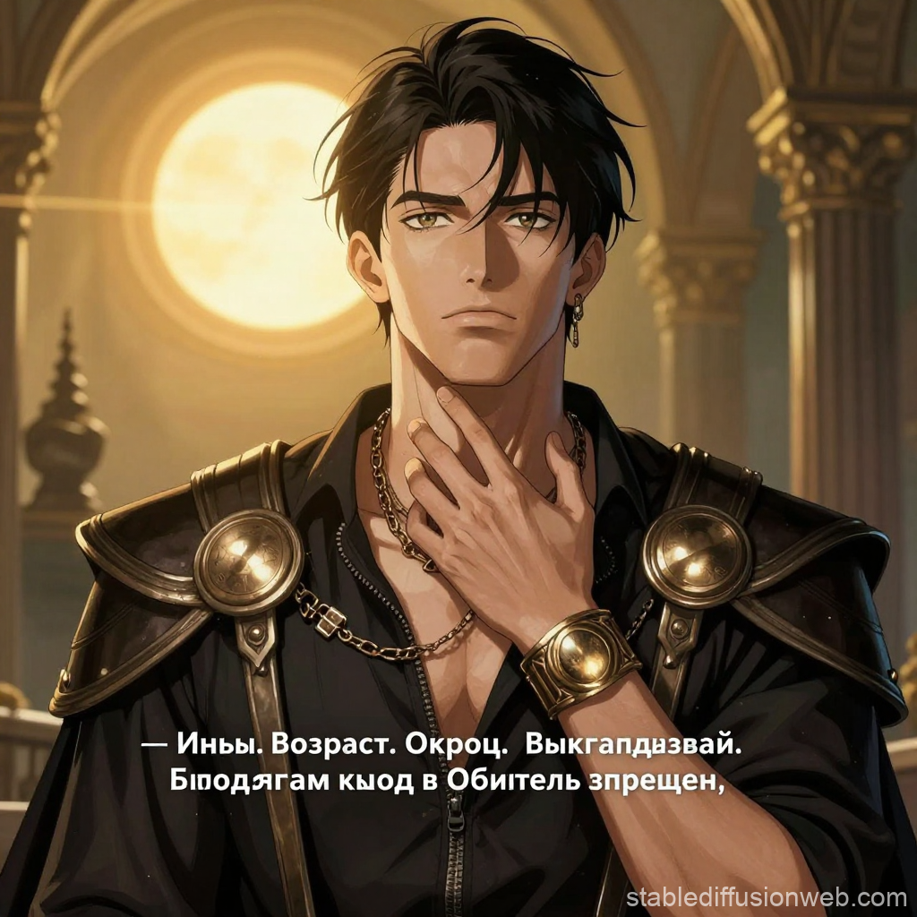 Anime Style Portrait of a Thoughtful Young Man in Armor