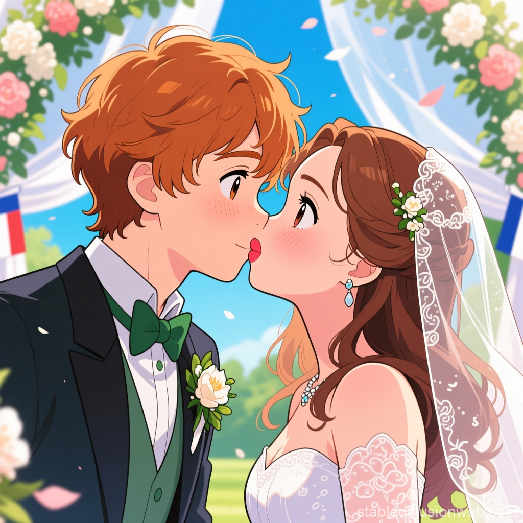 Anime Style Wedding Kiss