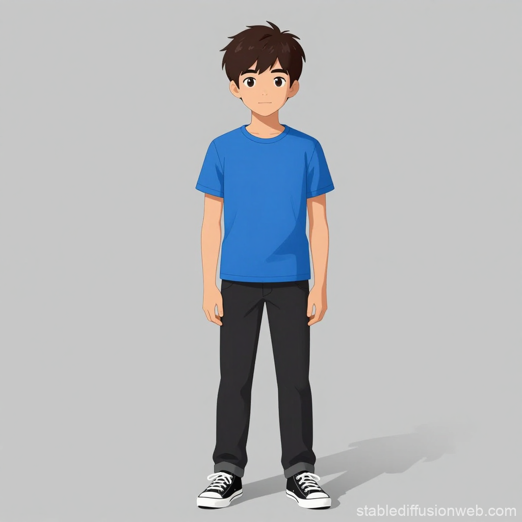 Anime Style Young Boy in Casual Outfit
