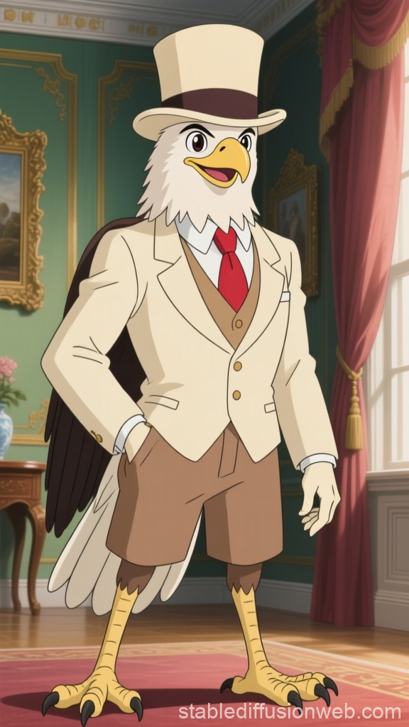 Anthropomorphic Eagle in Elegant Suit and Top Hat