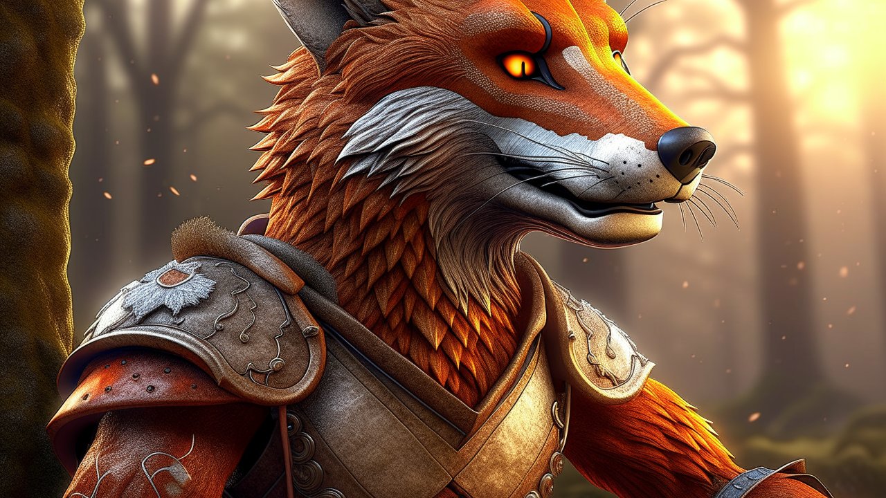 Anthropomorphic Fox Warrior in Detailed Armor