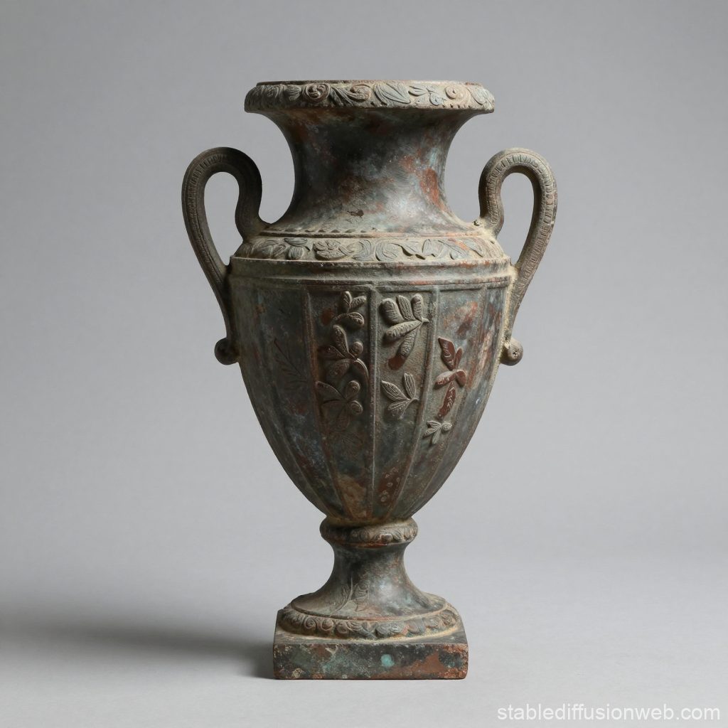 Antique Bronze Vase with Ornate Floral Reliefs