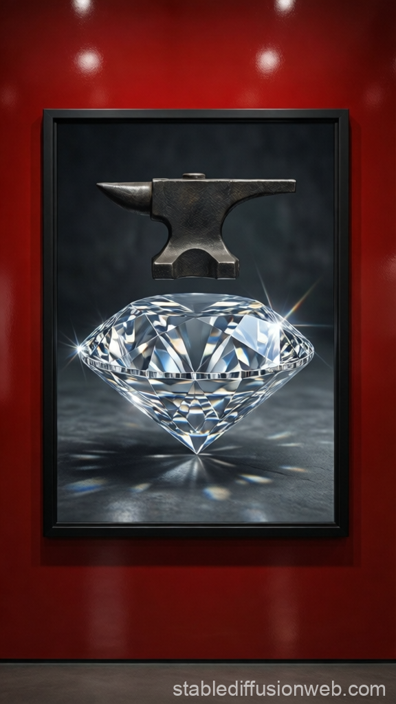 Anvil Suspended Above a Sparkling Diamond