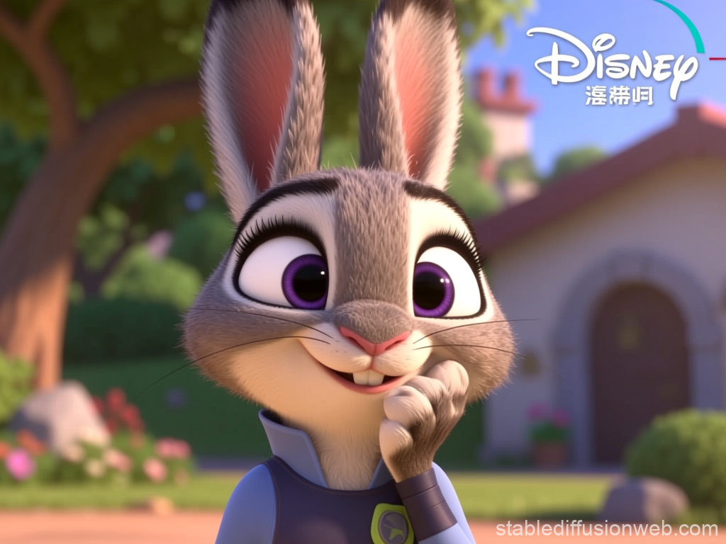 Anxious Disney Rabbit Character in 3D Animation