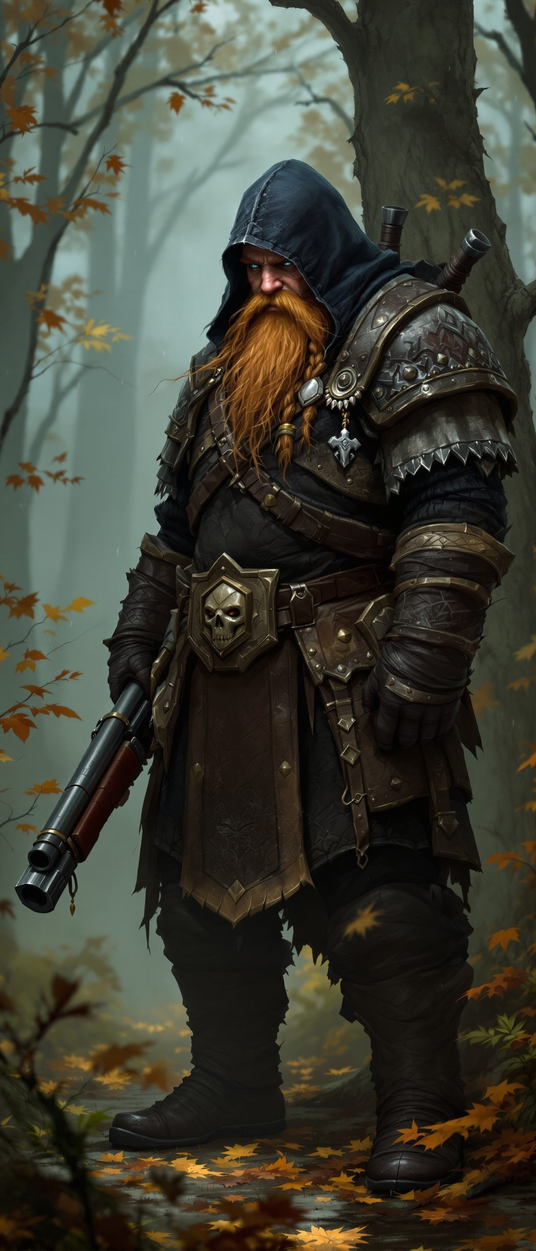 Armored Dwarf Warrior in Autumn Forest