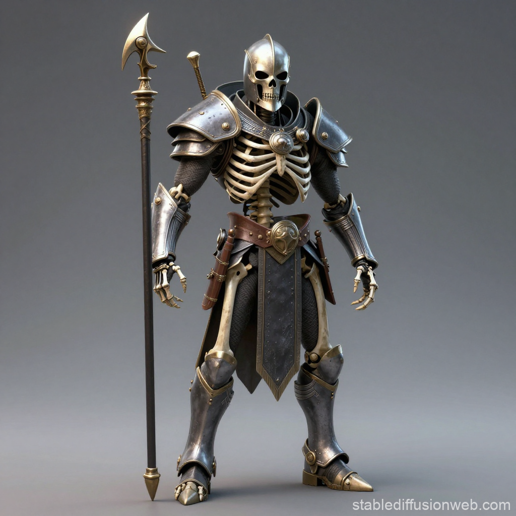 Armored Skeleton Warrior with Halberd