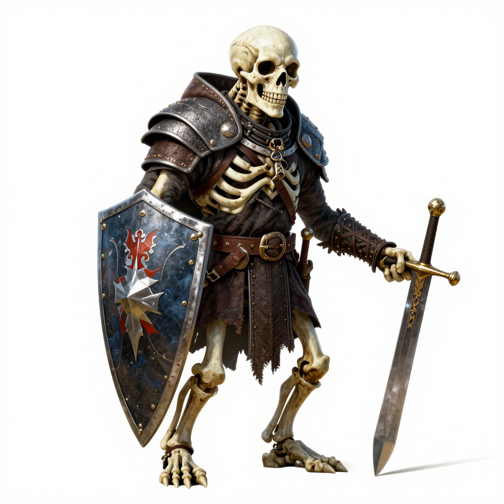 Armored Skeleton Warrior with Sword and Shield