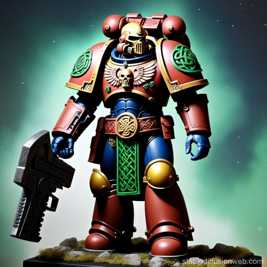Armored Space Marine with Celtic Motifs and Heavy Weapon