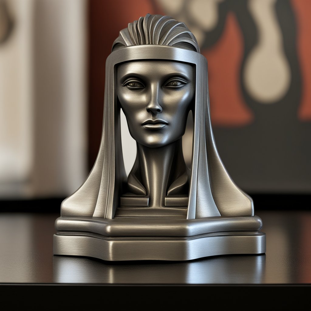 Art Deco Metallic Bust Sculpture